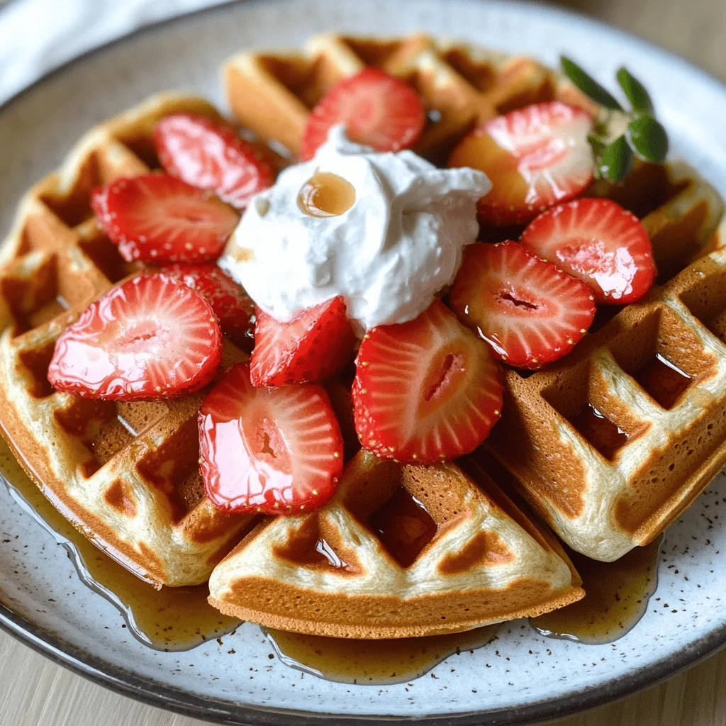 Healthy Waffles with Strawberry Topping Delight