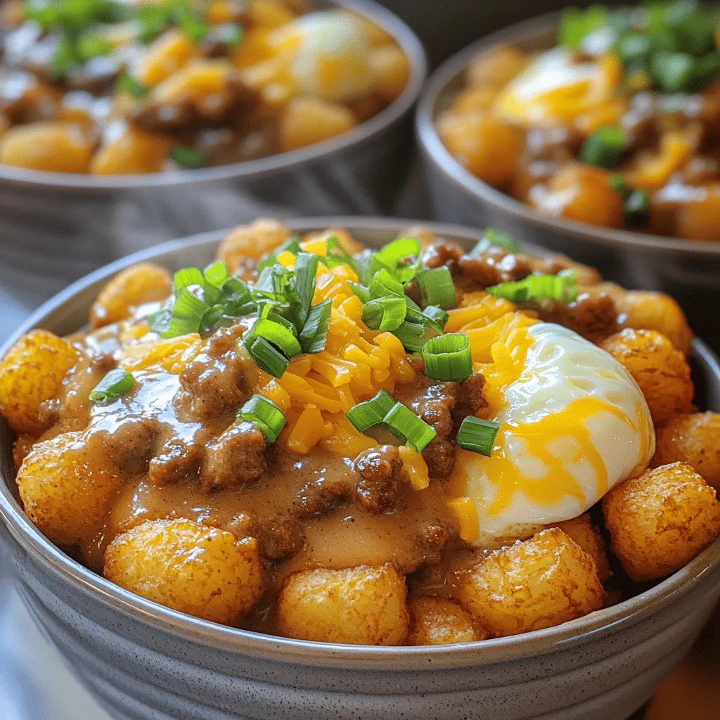 Here are the ingredients you need for a tasty Tater Tot Breakfast Bowl with Sausage Gravy: