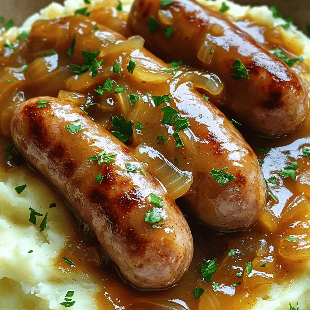 Irish Bangers and Mash with Guinness Onion Gravy Delight