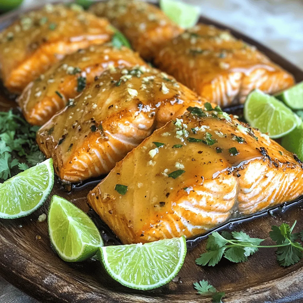 The honey-lime garlic butter salmon recipe calls for simple yet powerful ingredients. You will need four salmon fillets. Their rich taste shines through when baked. Next, grab four tablespoons of unsalted butter. This adds a creamy texture. You also need three tablespoons of honey for sweetness. This balances the lime