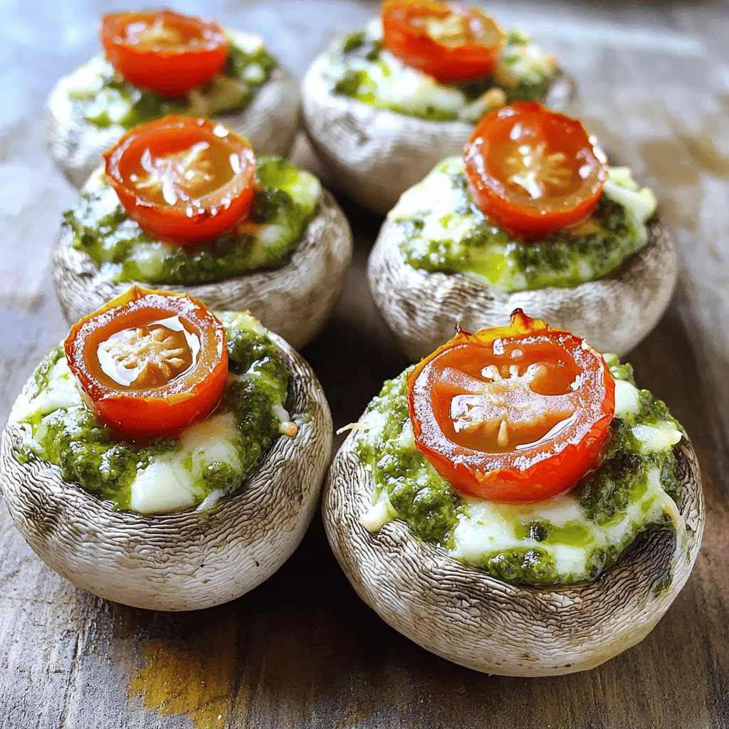 Fresh Basil Pesto Stuffed Mushrooms Tasty Appetizer