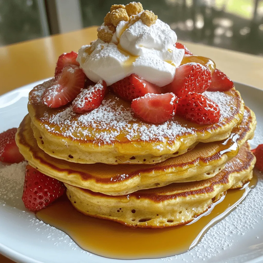 To make gluten-free strawberry cheesecake pancakes, you need simple but key ingredients. Start with one cup of gluten-free all-purpose flour. This flour gives the pancakes their base. Add two tablespoons of granulated sugar for a touch of sweetness. You will also need a teaspoon of baking powder and a half teaspoon of baking soda. These help the pancakes rise and become fluffy. A quarter teaspoon of salt balances the flavors.