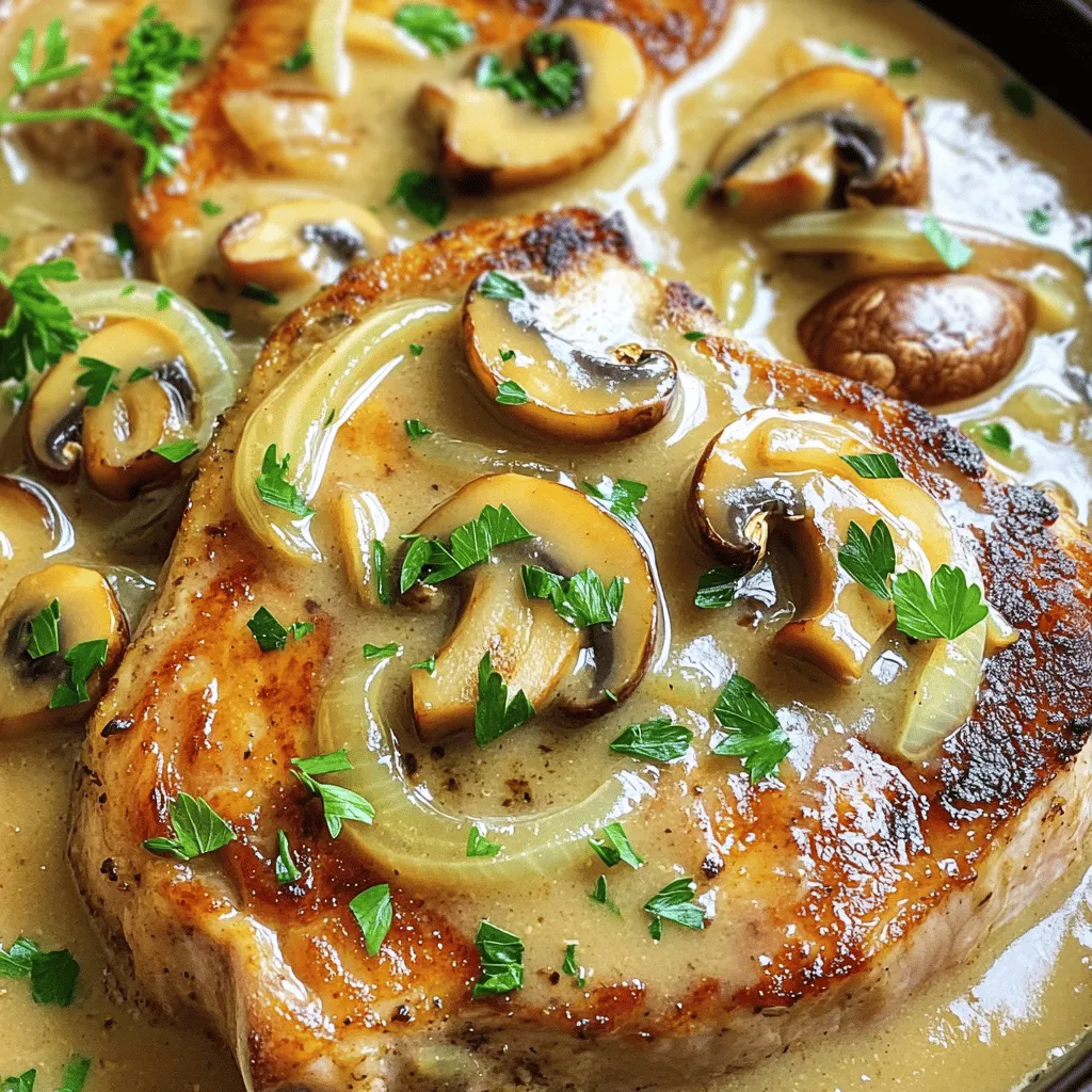 To make smothered pork chops, start with bone-in pork chops. This cut adds great flavor and moisture. You will need about four chops, each about one inch thick. The other key players are onions and mushrooms. They bring a savory depth to the dish. Olive oil helps sear the chops and sauté the veggies. Finally, heavy cream and chicken broth create a rich, creamy gravy.
