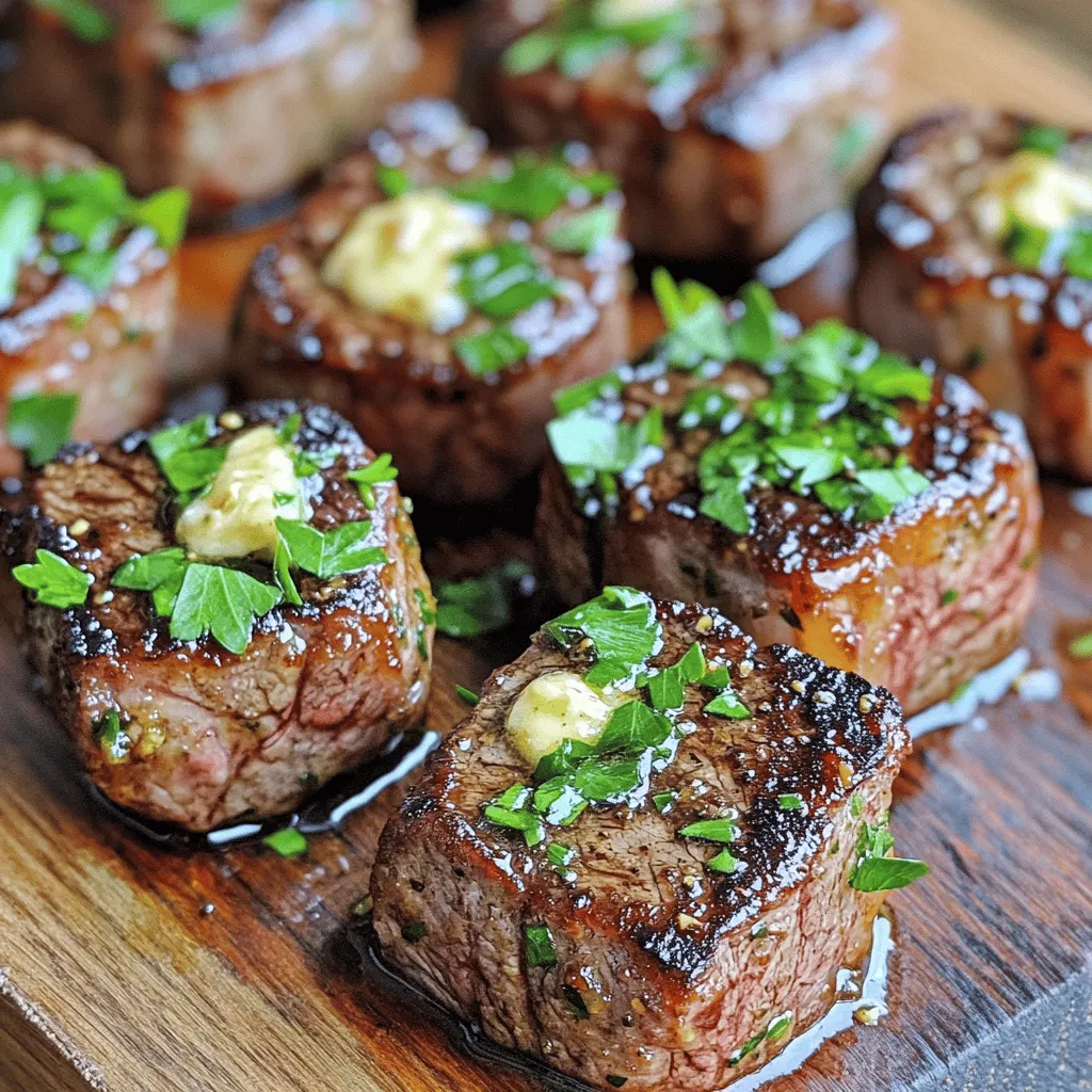 To make garlic butter steak bites, you need simple ingredients. Start with 1 pound of sirloin steak. Cut it into 1-inch cubes for even cooking. You also need 4 tablespoons of unsalted butter. This will give your dish a rich taste. Four cloves of minced garlic add a punch of flavor. Fresh herbs like rosemary and thyme bring more depth. Don