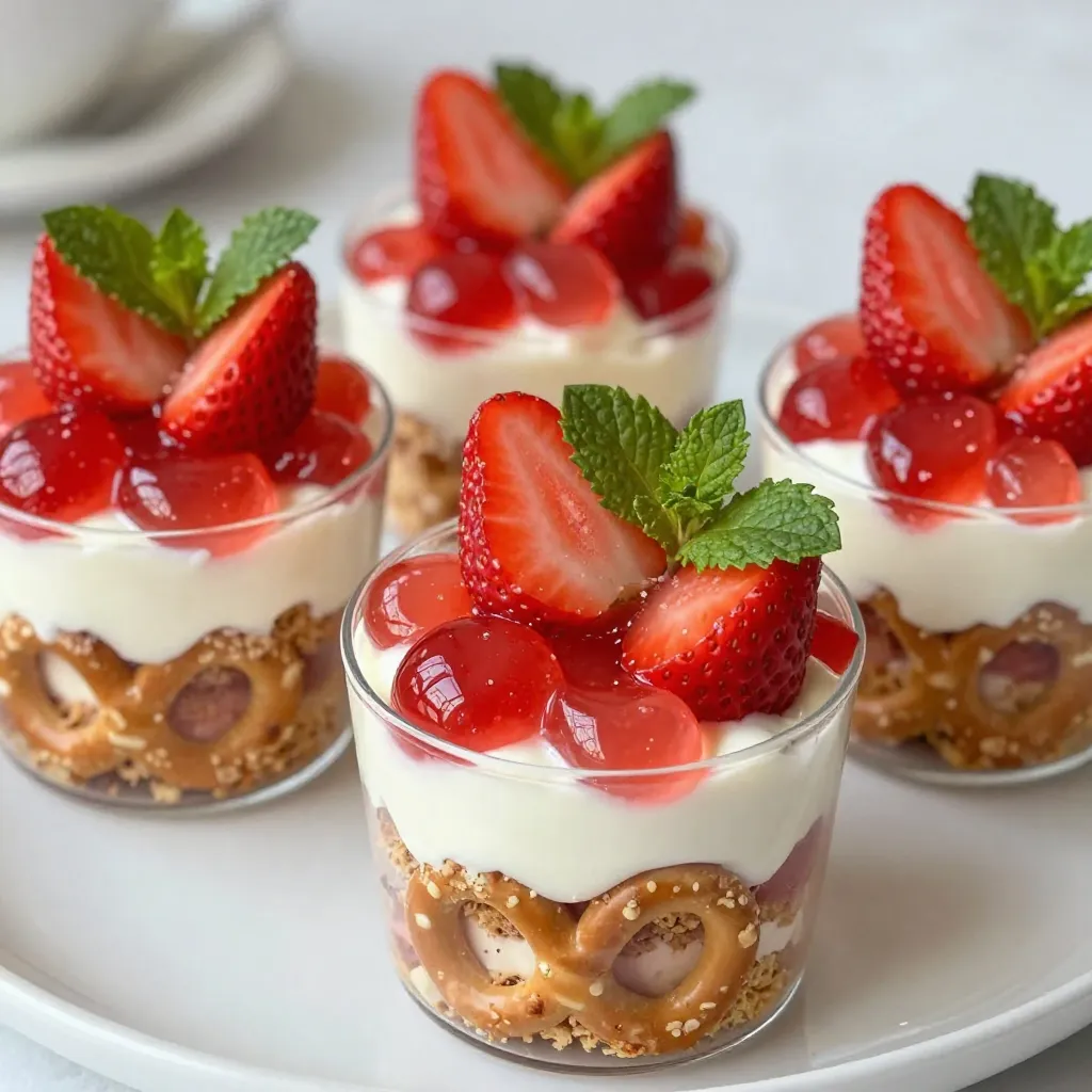 Strawberry Pretzel Salad Cups Irresistible Dessert Treat