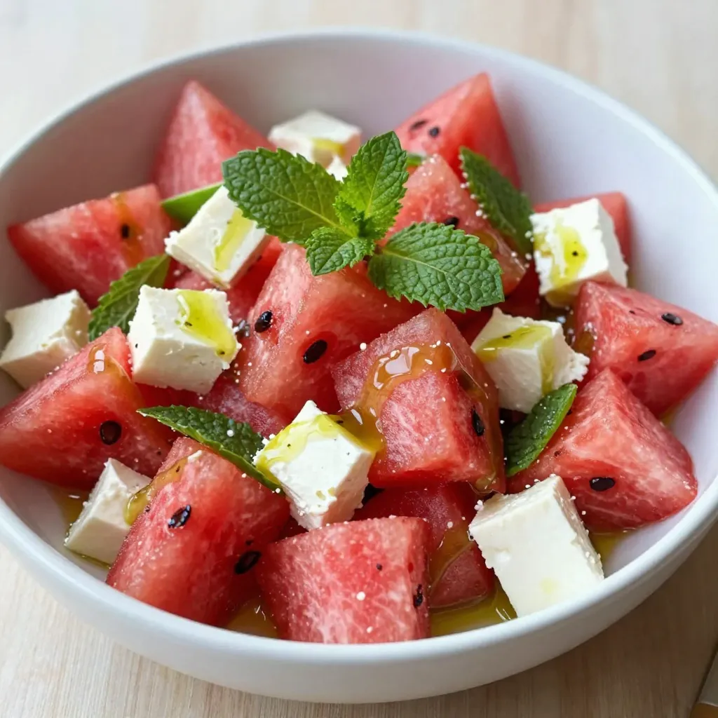 Watermelon Feta Mint Salad Fresh and Flavorful Dish