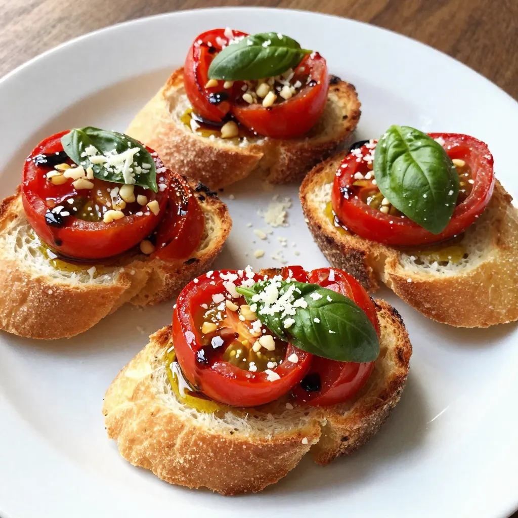 Roasted Tomato Basil Bruschetta Simple and Tasty Snack