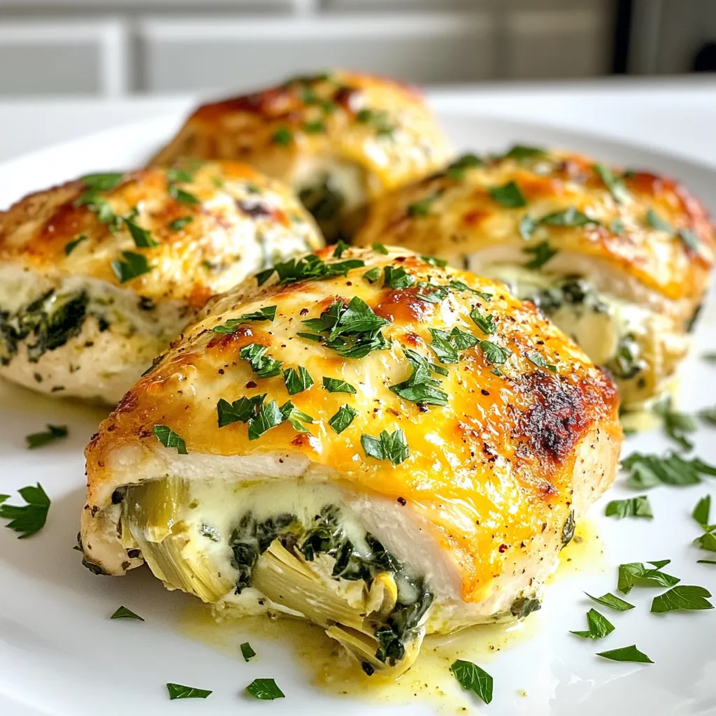 Spinach Artichoke Stuffed Chicken Tasty Dinner Idea