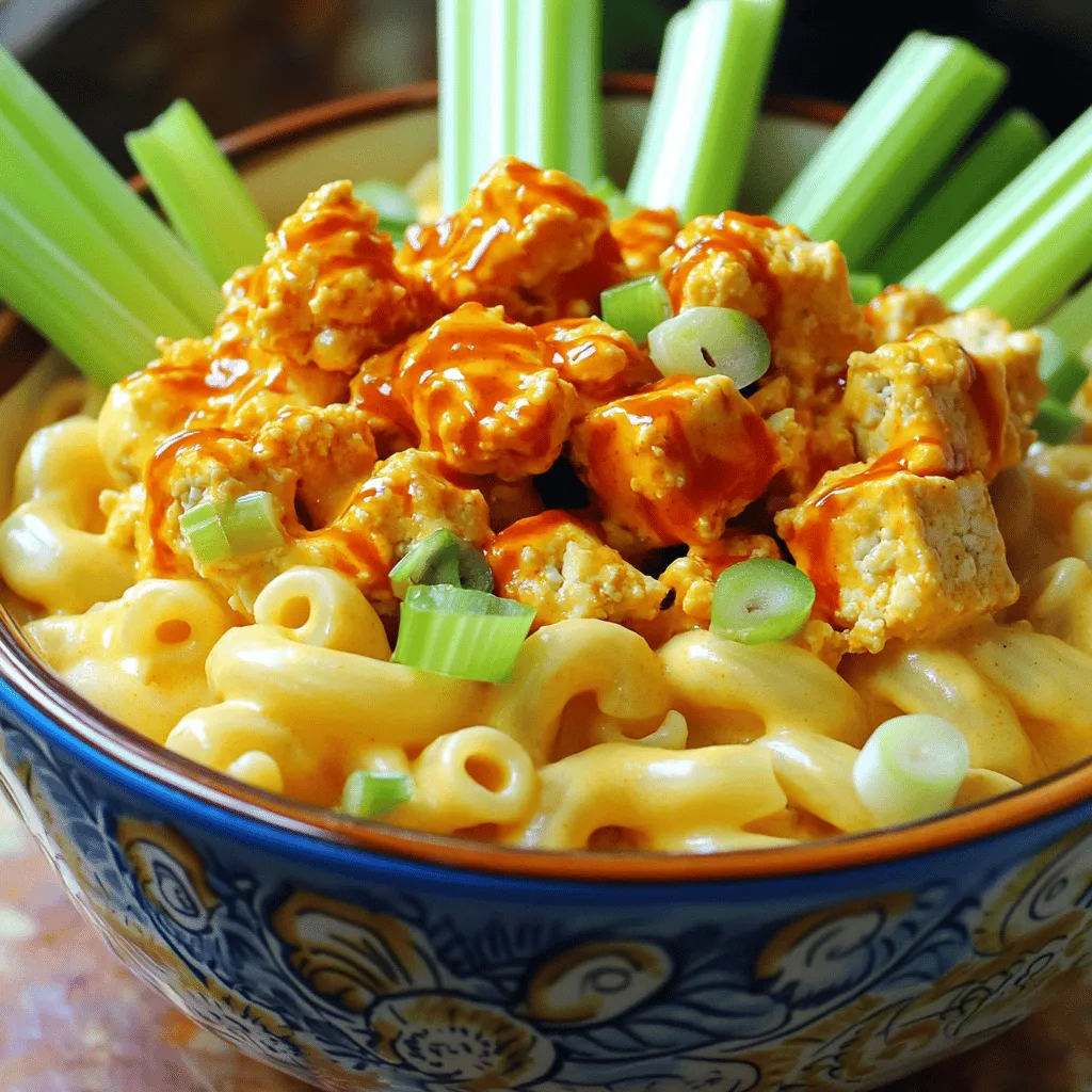 Vegan Buffalo Tofu Mac and Cheese Comfort Dish