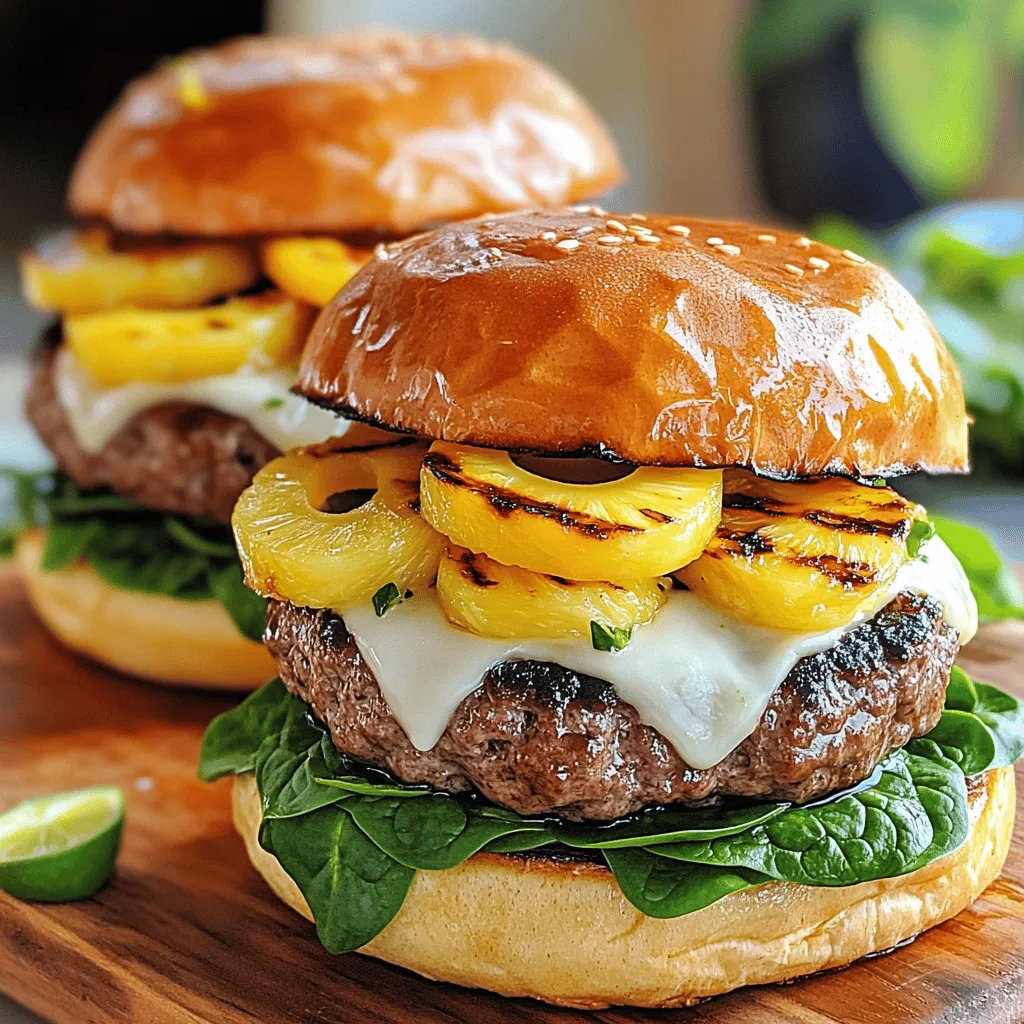 Savory Burger with Grilled Pineapple Delight