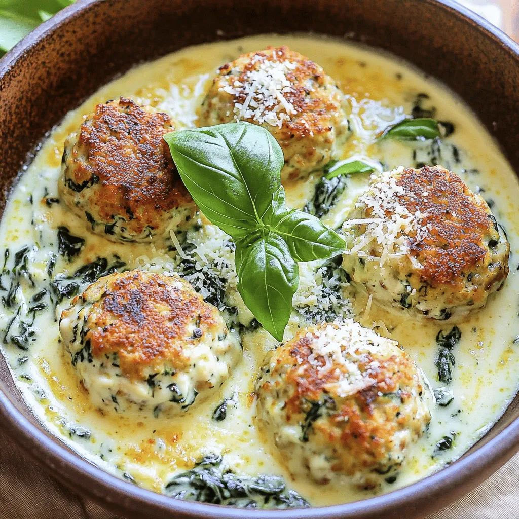 Chicken Ricotta Meatballs in Spinach Alfredo Sauce Recipe