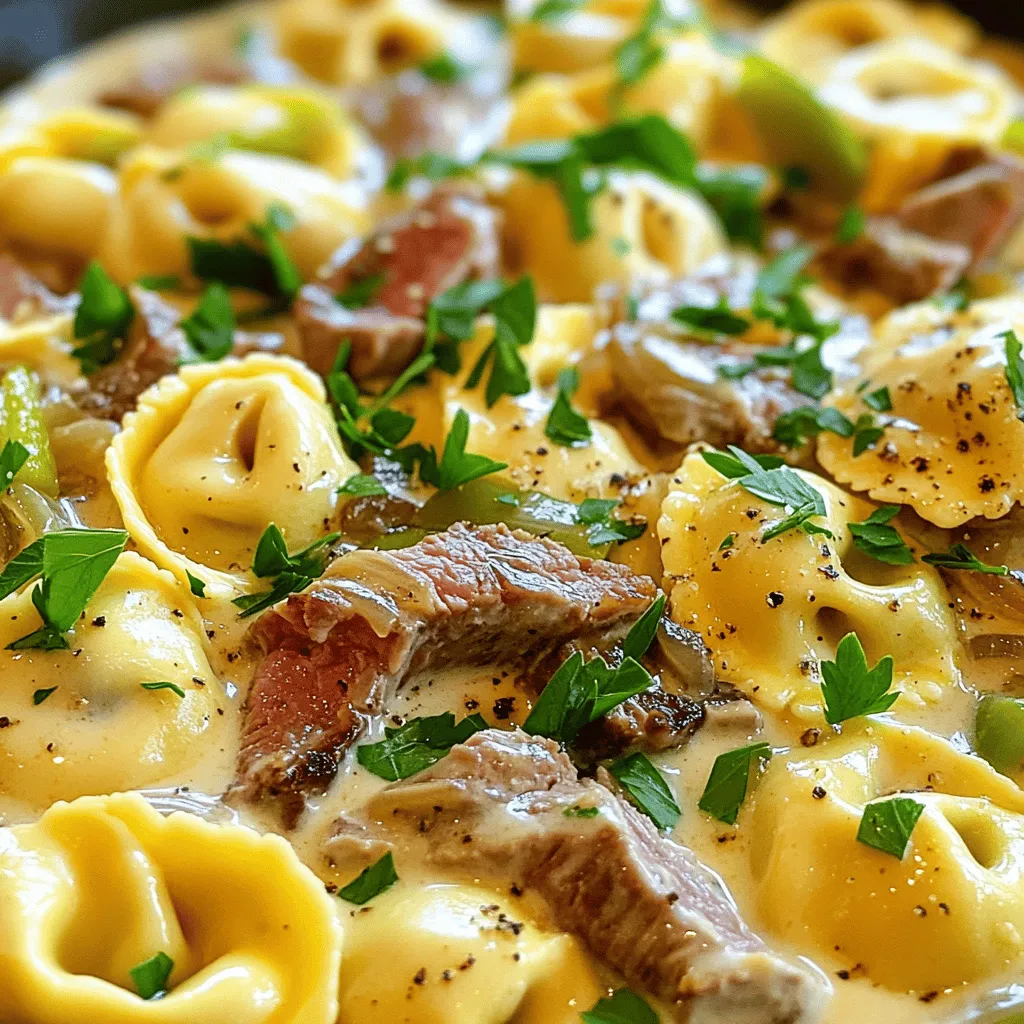 Savory Cheesesteak Tortellini in Creamy Provolone Sauce