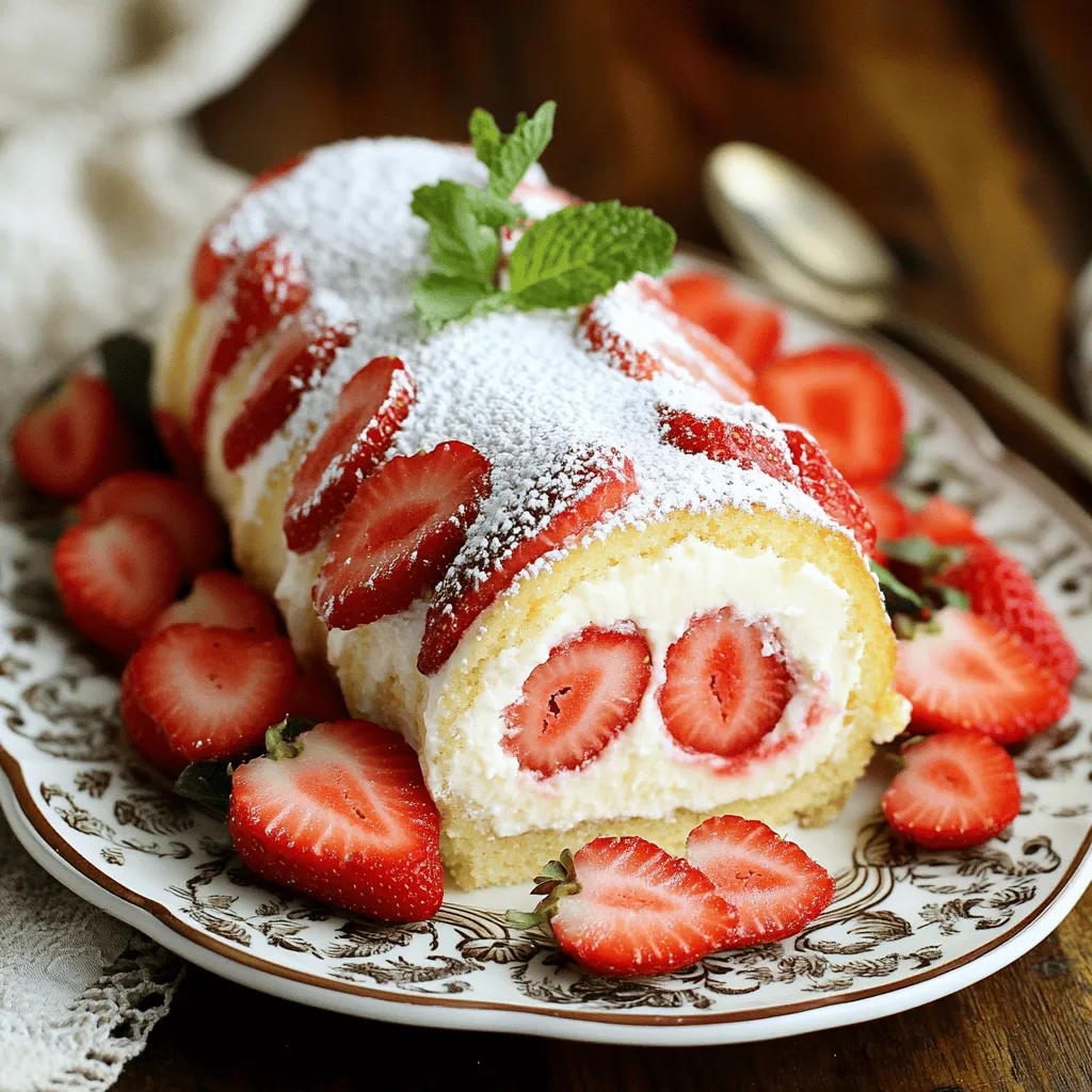 Strawberry Shortcake Cheesecake Dessert Roll Delight