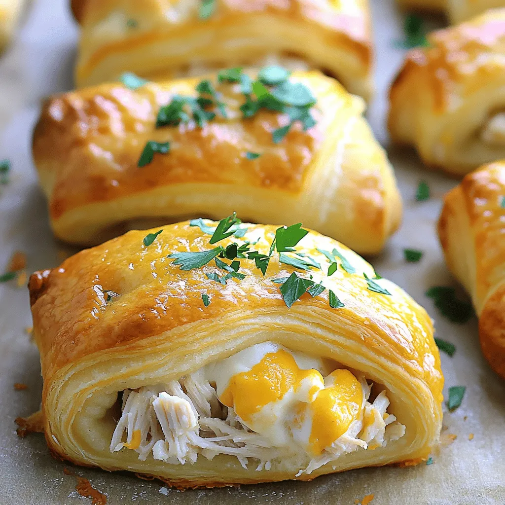 The cheesy chicken crescent rolls recipe shines with simple, tasty ingredients. You will need just a few items to create this delicious dish. First, grab one can of crescent roll dough. This dough puffs up beautifully and wraps around the filling.