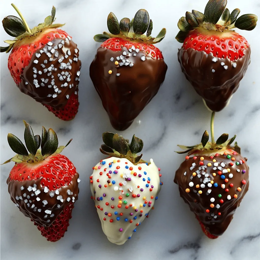 - Fresh strawberries - High-quality dark chocolate - White chocolate (optional) - Coconut oil - Optional garnishes (sea salt, chopped nuts, sprinkles)