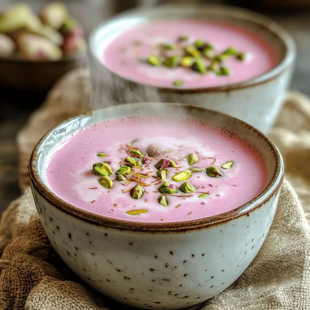 To make Kashmiri Pink Chai, you need specific ingredients. The essential ones include four cups of water and two tablespoons of green tea leaves. The baking soda, just half a teaspoon, helps develop the unique pink color. You also need two cups of whole milk, or almond milk if you prefer a vegan option.