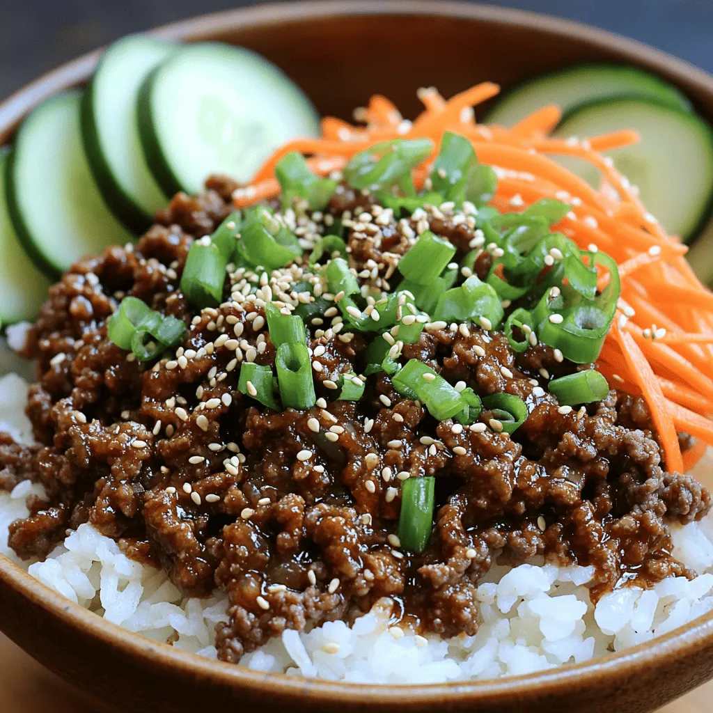 To make a Korean ground beef bowl, you need a few key ingredients. First, choose ground beef with a good fat content. I recommend an 80/20 blend. This ratio keeps the beef juicy.