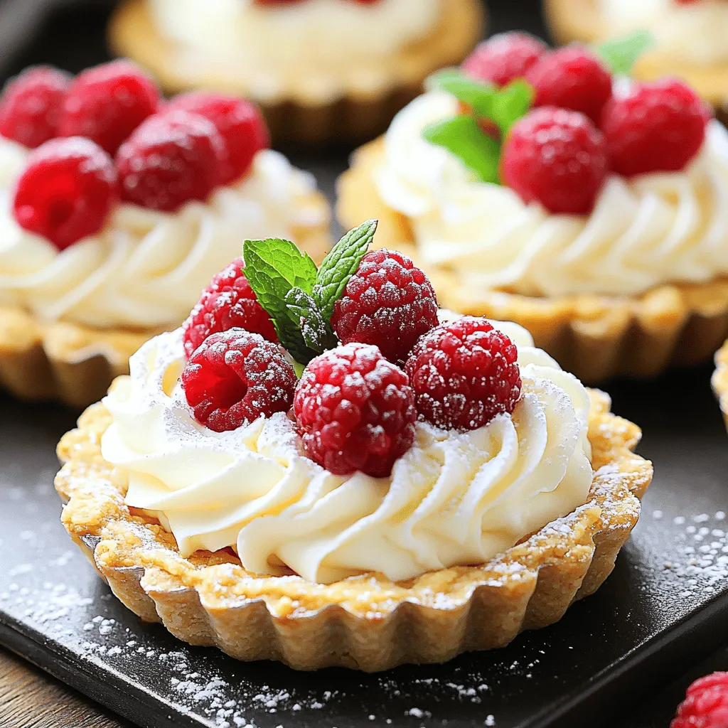 Vanilla cream tarts with fresh raspberries are sweet, creamy, and delightful. These tarts have a rich and smooth vanilla cream filling. The tart crust is buttery and flaky. Fresh raspberries add a bright, tangy flavor that balances the sweetness. You can enjoy these tarts as a dessert or a treat for special events.