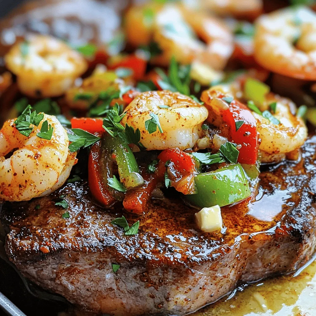 For a great steak with Cajun shrimp recipe, you need a few key items. First, get two ribeye steaks, about an inch thick. Ribeye gives a rich flavor and nice marbling. You will also need one pound of large shrimp, peeled and deveined. They add a sweet and juicy touch to the dish.