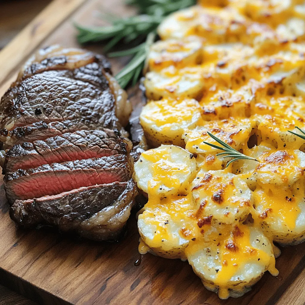 Ribeye Steak with Cheesy Scalloped Potatoes Delight