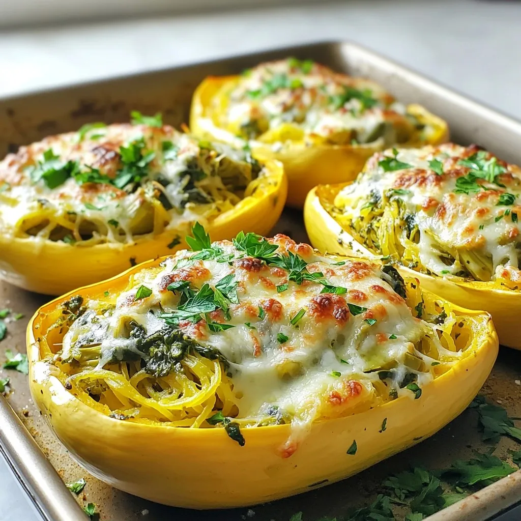 Spinach Artichoke Stuffed Spaghetti Squash Delight