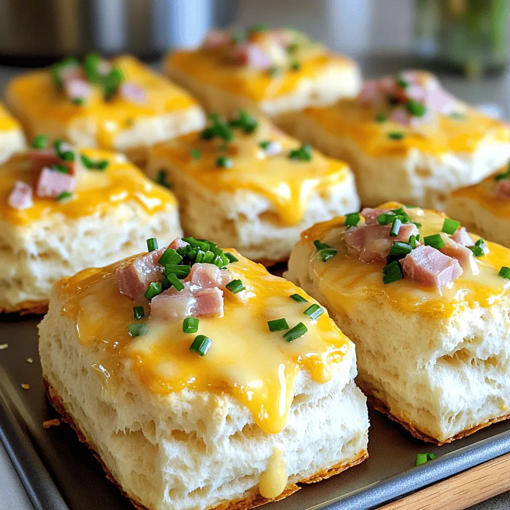 To make ham and cheese butter swim biscuits, you need a few key ingredients. Start with 2 cups of all-purpose flour. This gives the biscuits their structure. You also need 1 tablespoon of baking powder to help them rise. A teaspoon of salt adds flavor, while half a teaspoon of garlic powder gives a nice kick. For the tasty part, use ½ cup of shredded sharp cheddar cheese and ½ cup of diced cooked ham. Don’t forget 1 cup of milk and ½ cup of melted unsalted butter. These help keep the biscuits moist and rich.