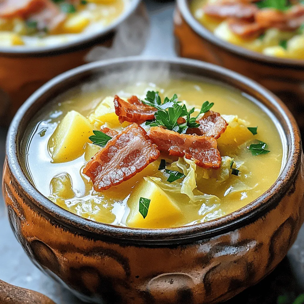 This soup is all about simple, hearty ingredients. The main stars are Irish bacon, cabbage, and potatoes. Each brings its own flavor and texture to the pot.