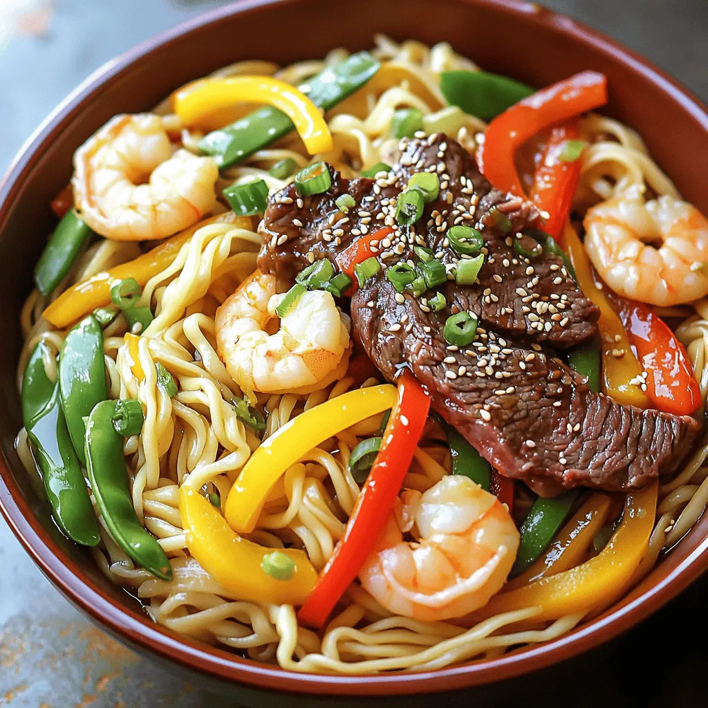 Savory Steak &#038; Shrimp Stir-Fried Noodles Recipe
