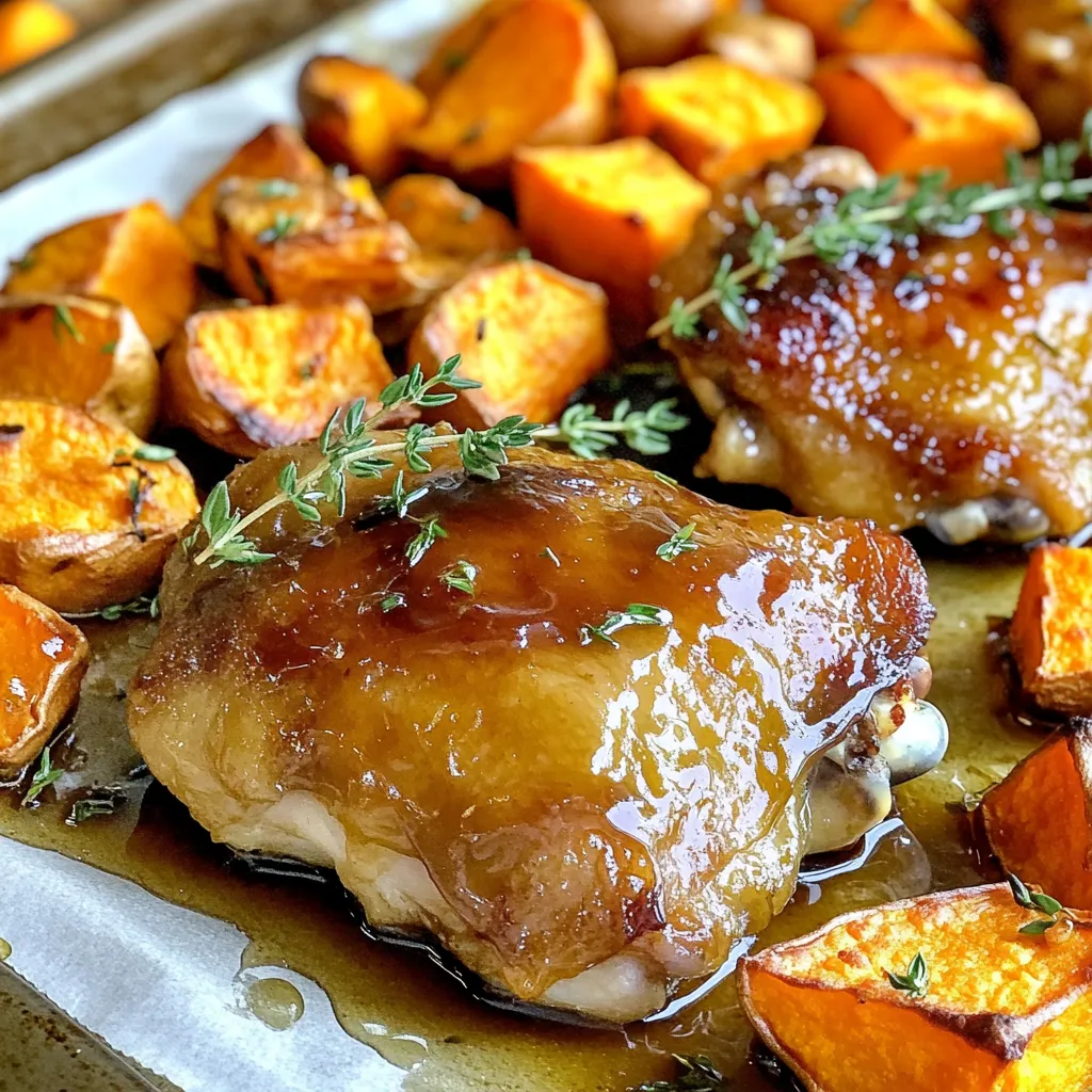 Maple Glazed Chicken and Sweet Potatoes Sheet Pan Meal