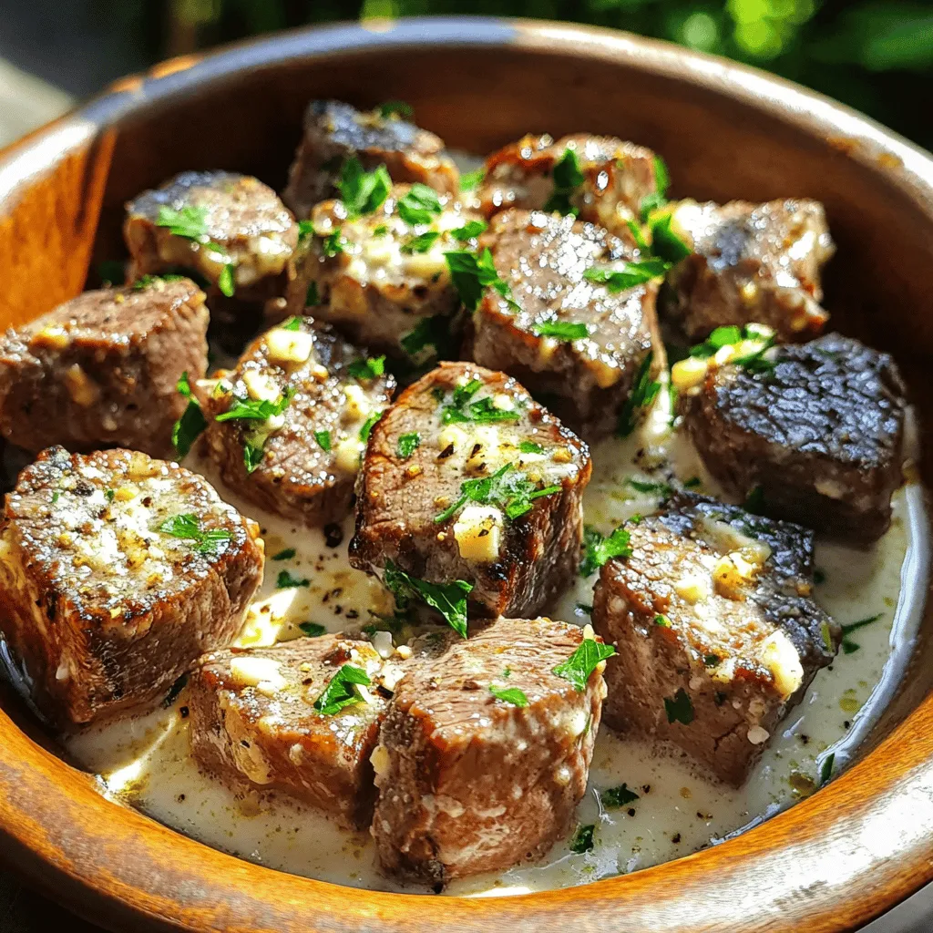Garlic Butter Steak Bites with Parmesan Cream Sauce