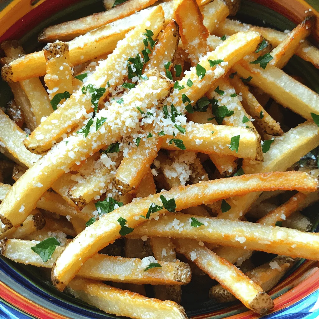 Air fryer garlic parmesan fries blend crispy texture with rich flavor. They are an easy snack or side dish. You can whip them up quickly using simple ingredients. This recipe features russet potatoes, garlic, and parmesan cheese.
