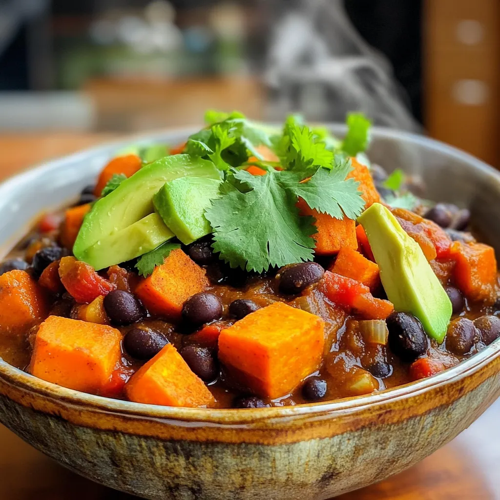 Sweet Potato Black Bean Chili Slow Cooker Delight