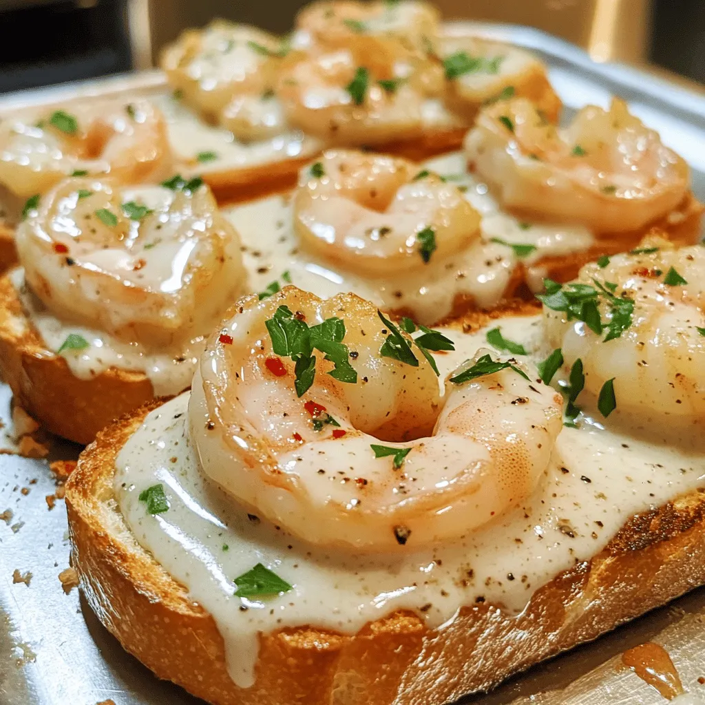 To make a creamy garlic shrimp toast, you need a mix of fresh and tasty items. Each ingredient plays a role in the flavor and texture of this dish.