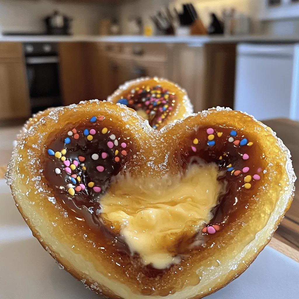 Crème Brûlée Heart Donuts Irresistible Sweet Delight