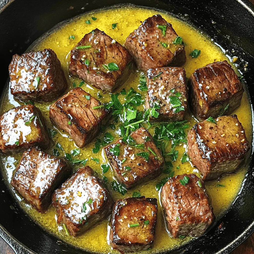 For the best garlic butter steak bites, you need fresh and simple ingredients. Here’s a list: