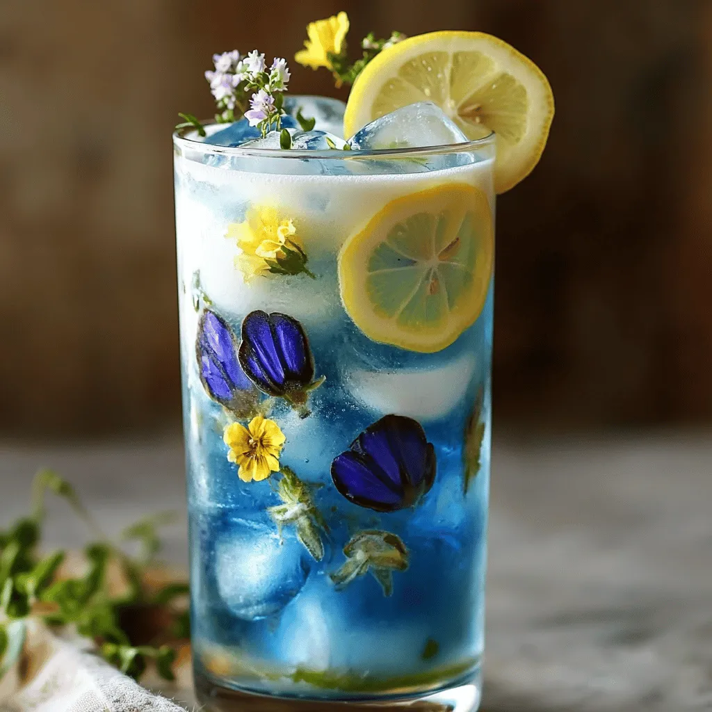 To make an Iced Butterfly Pea Flower Tea Latte, you need simple ingredients. Each one plays a big role in flavor and look.