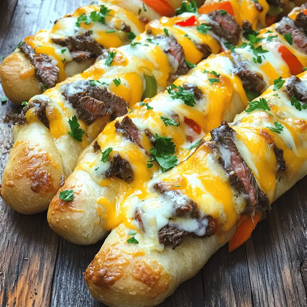 Philly Cheesesteak Stuffed Cheesy Breadsticks Delight