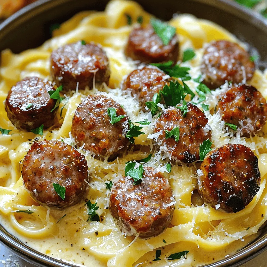 The key to great Garlic Butter Sausage Bites with Creamy Parmesan Pasta lies in its ingredients. Each one adds flavor and texture to the dish.