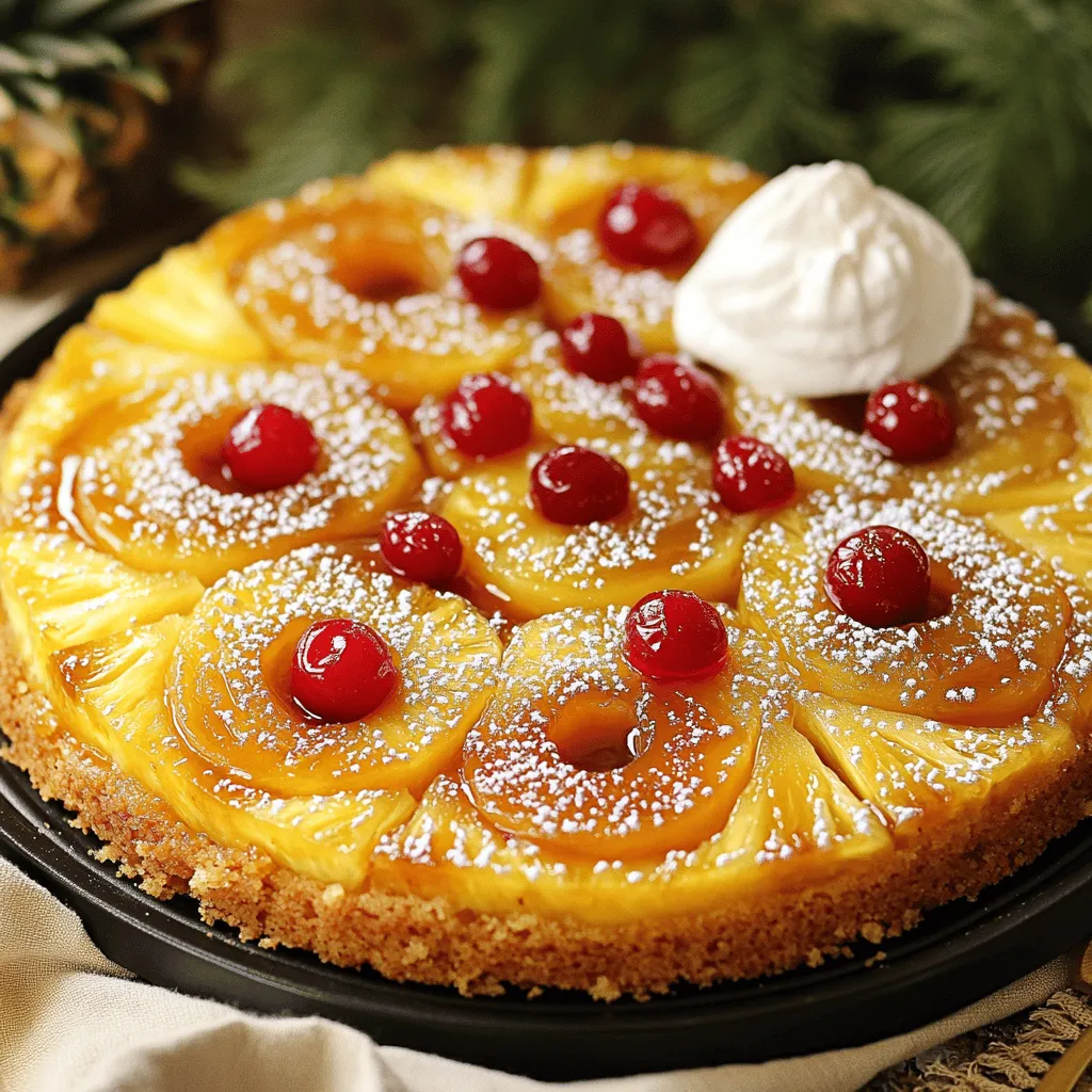 Here is what you need for the old fashioned pineapple upside-down cake: - 1 can (20 oz) sliced pineapple in juice, drained - 1/4 cup unsalted butter (½ stick) - 1/2 cup packed brown sugar - 10 maraschino cherries (optional) - 1 1/2 cups all-purpose flour - 1 cup granulated sugar - 1/2 cup unsalted butter, softened - 2 large eggs - 1 teaspoon vanilla extract - 1/2 cup whole milk - 1 1/2 teaspoons baking powder - 1/4 teaspoon salt