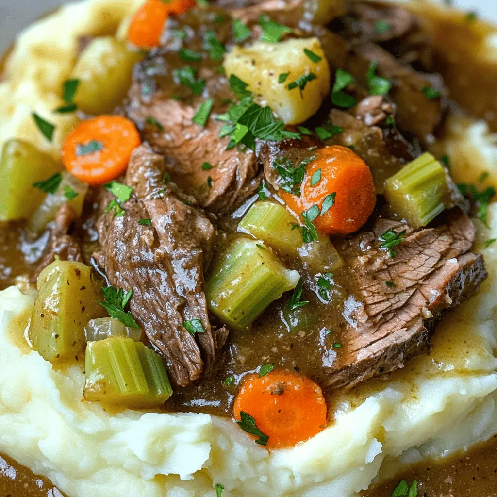 Savory Pot Roast over Mashed Potatoes Comfort Meal