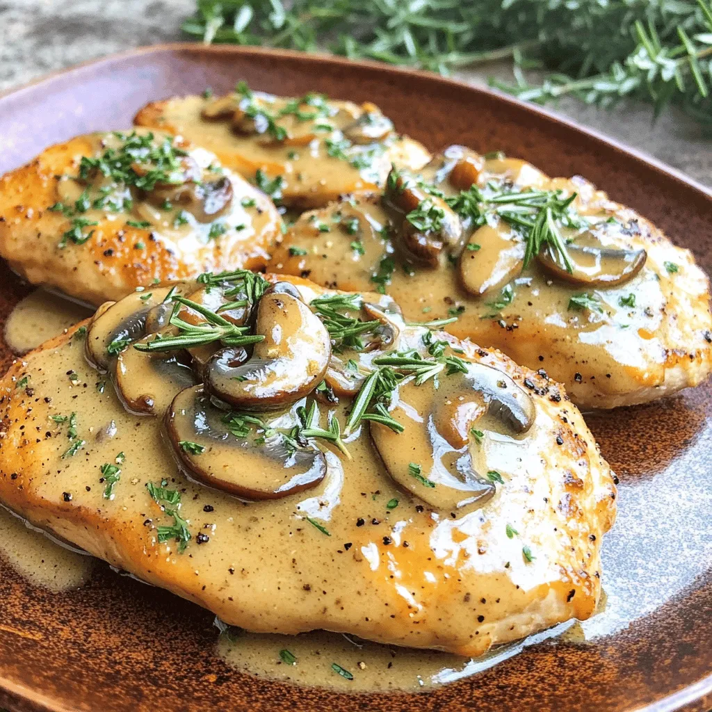 - 4 boneless, skinless chicken breasts - 1 cup all-purpose flour - 1 teaspoon salt - 1/2 teaspoon black pepper - 1 teaspoon garlic powder - 1 teaspoon onion powder - 1 tablespoon olive oil - 2 tablespoons unsalted butter - 8 ounces cremini mushrooms, sliced - 1 cup chicken broth - 1 tablespoon balsamic vinegar - 1 tablespoon fresh rosemary, chopped (or 1 teaspoon dried) - 1/4 cup heavy cream