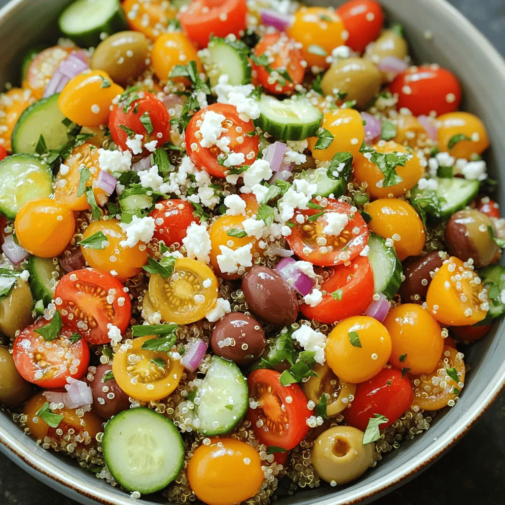 To make a Greek Quinoa Chopped Salad, you need fresh, vibrant ingredients. Each one adds a unique taste and nutrition.