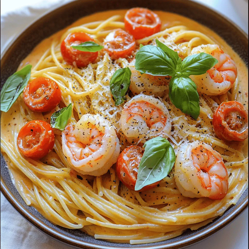 Spaghetti with Shrimp in Creamy Tomato Sauce Delight