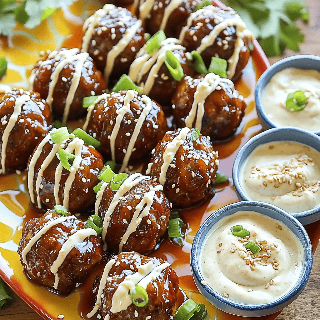 To make Korean BBQ meatballs, you need a mix of tasty ingredients. Here are the main items for the meatballs.