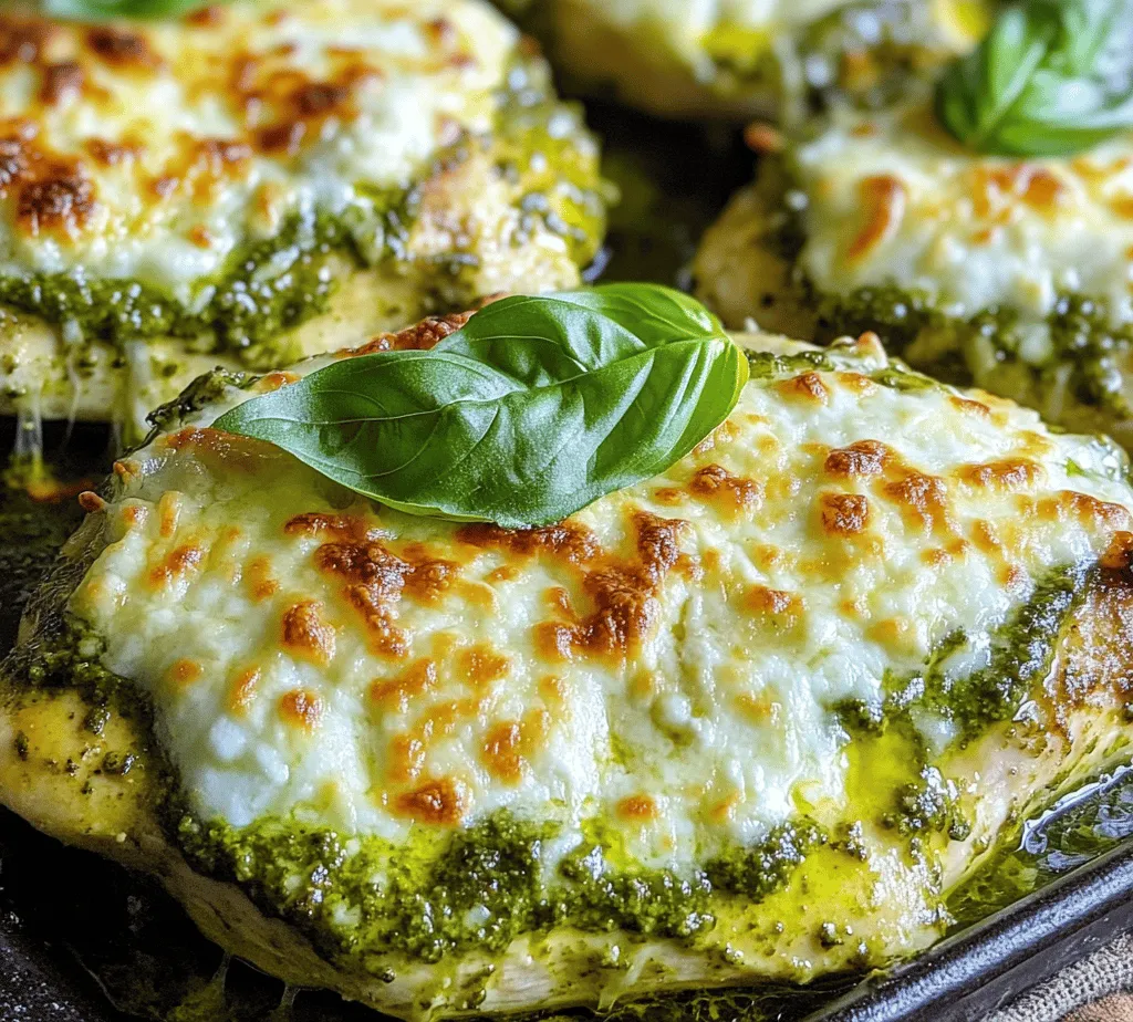 Cheesy Pesto Chicken is the epitome of a one-pan meal that delivers big on flavor without demanding too much time or effort. The combination of succulent chicken breasts, vibrant pesto, and gooey cheese creates a symphony of taste that