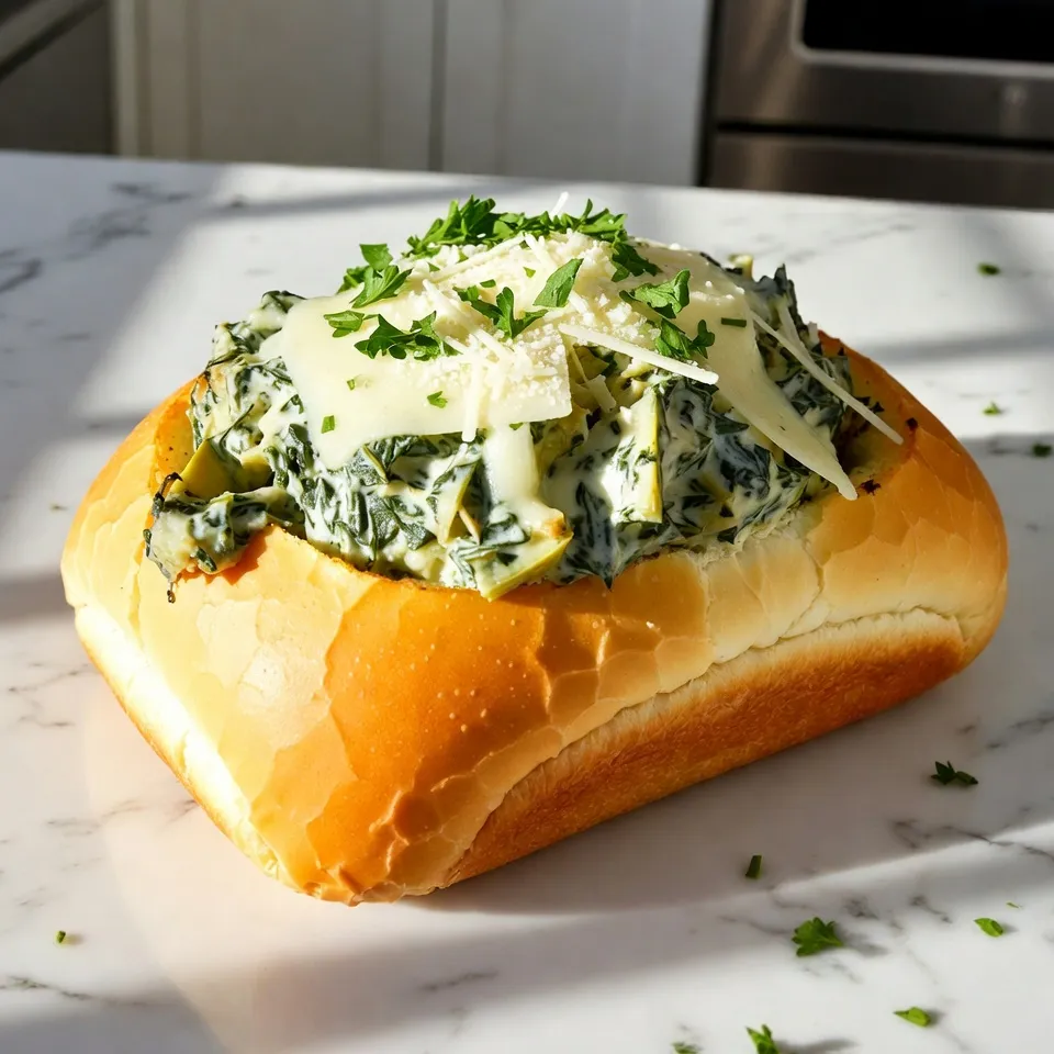 Cheesy Spinach Artichoke Stuffed Bread Delight