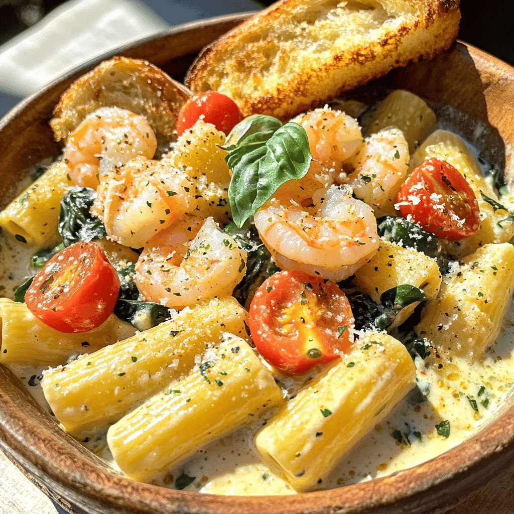 The main ingredients for a tasty shrimp ziti recipe include ziti pasta, fresh shrimp, and cream. You need 12 oz of ziti pasta. This pasta holds sauce well and adds a nice bite. A pound of large shrimp makes the dish special. Using fresh shrimp gives the best taste and texture.