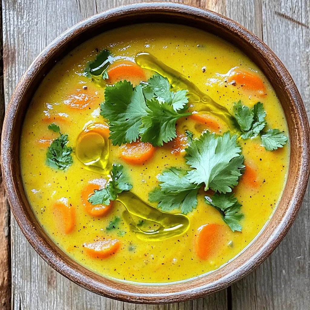 To make a great cashew carrot ginger soup, you need simple, fresh ingredients. The main items are raw cashews, carrots, onion, fresh ginger, garlic, and vegetable broth. You also need coconut oil, cumin, turmeric, and salt and pepper. For a touch of sweetness, add maple syrup. Fresh cilantro makes a nice garnish.