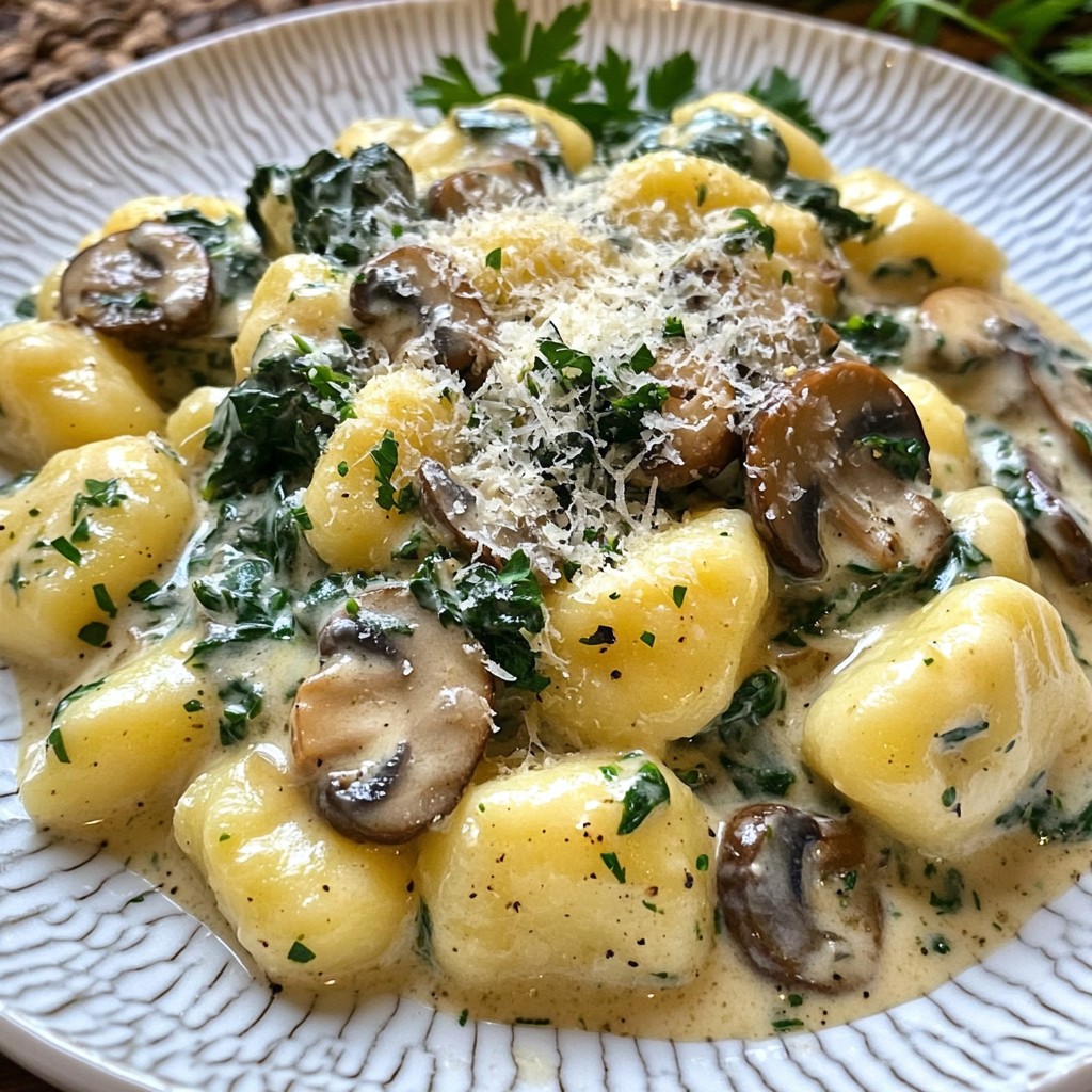 Creamy Mushroom Spinach Gnocchi Savory Delight