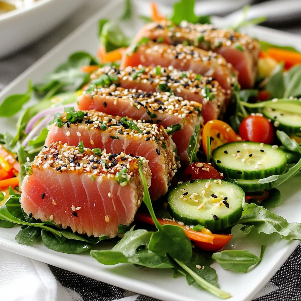 Sesame Crusted Ahi Tuna Salad Fresh and Flavorful Dish
